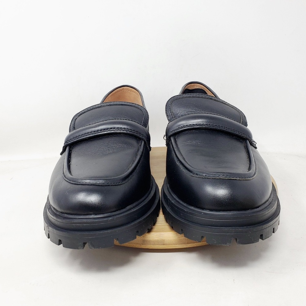 Madewell Chunky Loafer Womens 11 Bradley Black‎ Leather Platform Lug Sole Shoes - Picture 3 of 13
